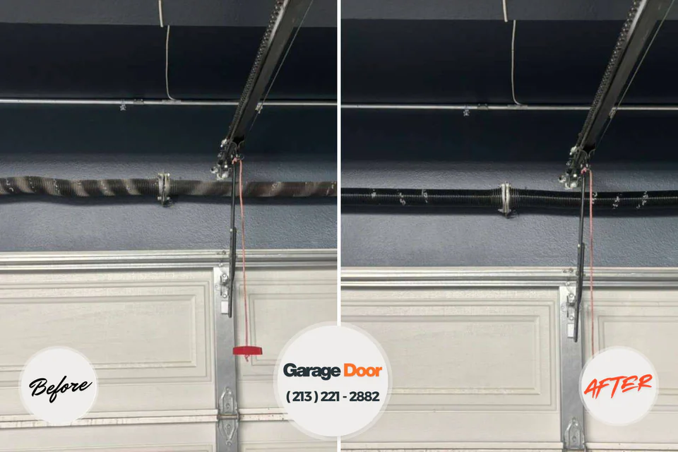 Before and after: garage door repair Frankfort, MI